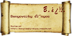 Benyovszky Ányos névjegykártya
